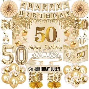 50th Birthday Decorations for Women 50 Year Old Birthday Decorations 28PCS
