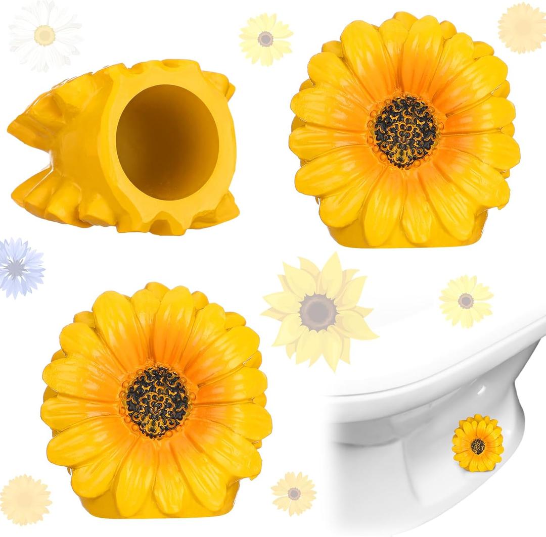 Honeydak 2 Pack Toilet Bolt Caps Decorative Yellow Sunflower Toilet Bolt Screw Covers Cute Ceramic Bathroom Decor Fun Themed Gadgets Bathroom Replacement Parts