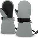 Olreco Toddler Snow Gloves Toddler Mittens Waterproof Kids Ski Gloves Thinsulate Baby Toddlers Winter Mittens for Kids (1-2 Years, Grey)