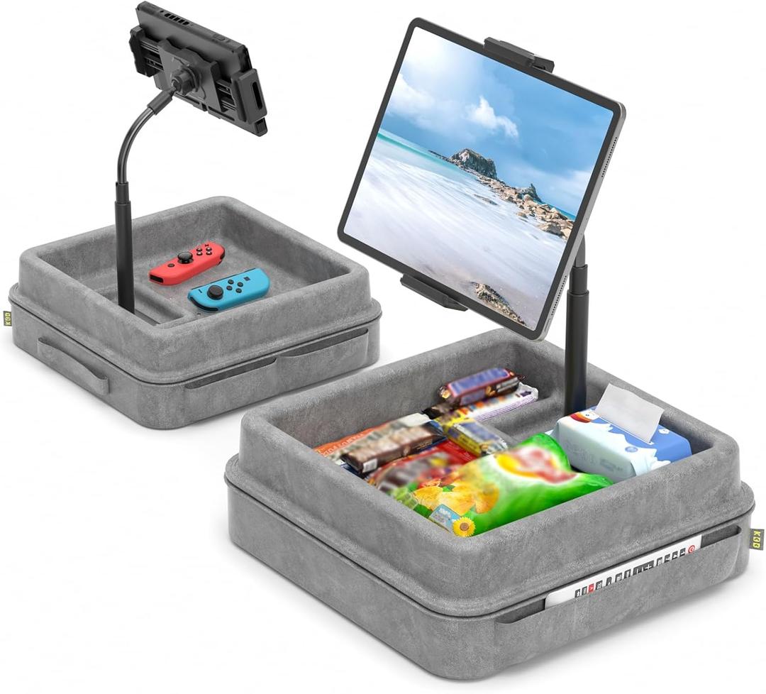 KDD Tablet Pillow Holder - 360Adjustable iPad Pillow Stand for Lap, Bed and Desk - Gooseneck Tablet Soft Pad Dock with Storage Tray and Pocket Compatible with iPad Pro 12.9, Air Mini, Phone, E-Reader