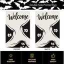 2 x Halloween Peeking Monster Garden Flag, Welcome Garden Flag Halloween Yard Double Sided Burlap Holiday Farmhouse Home Outdoor Yard Decor 12 x 18 In