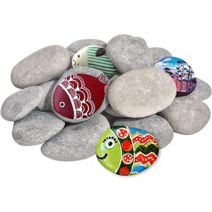 DALTACK 90PCS Large Natural River Rocks, Flat Stones for Painting, 2-3 Inches for Arts & Crafting