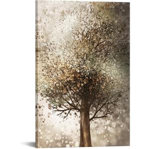 OuElegent Tree Canvas Brown Wall Art Fantasy Tree Painting Auntumn Picture Artwork for Home Office Bedroom Living Room Decor Giclee Prints Framed Ready to Hang 24x36 Inch