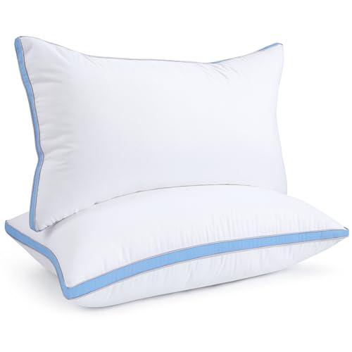 viewstar Bed Pillows King Sizes Set of 1, Hotel Quality Cooling Down Alternative Gusseted Pillows for Side, Back, or Stomach Sleepers, Blue