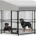 Large Outdoor Dog Kennel with Waterproof Cover, Large Dog House with Feeding Doors, Heavy Duty Dog Enclosures for Garden Backyard Courtyard（10×10×7FT）