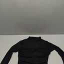 SUUKSESS Women Double Line Mesh Sheer Crop Tank Tops Mock Neck Long Sleeve Shirts (Small, Black)