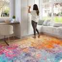 Lahome Modern Abstract Washable 6x9 Area Rugs for Living Room, Colorful Soft Bedroom Rug for Girls Kids Non Slip Stain Resistance, Large Accent Carpet for Kitchen Dining Room Dorm