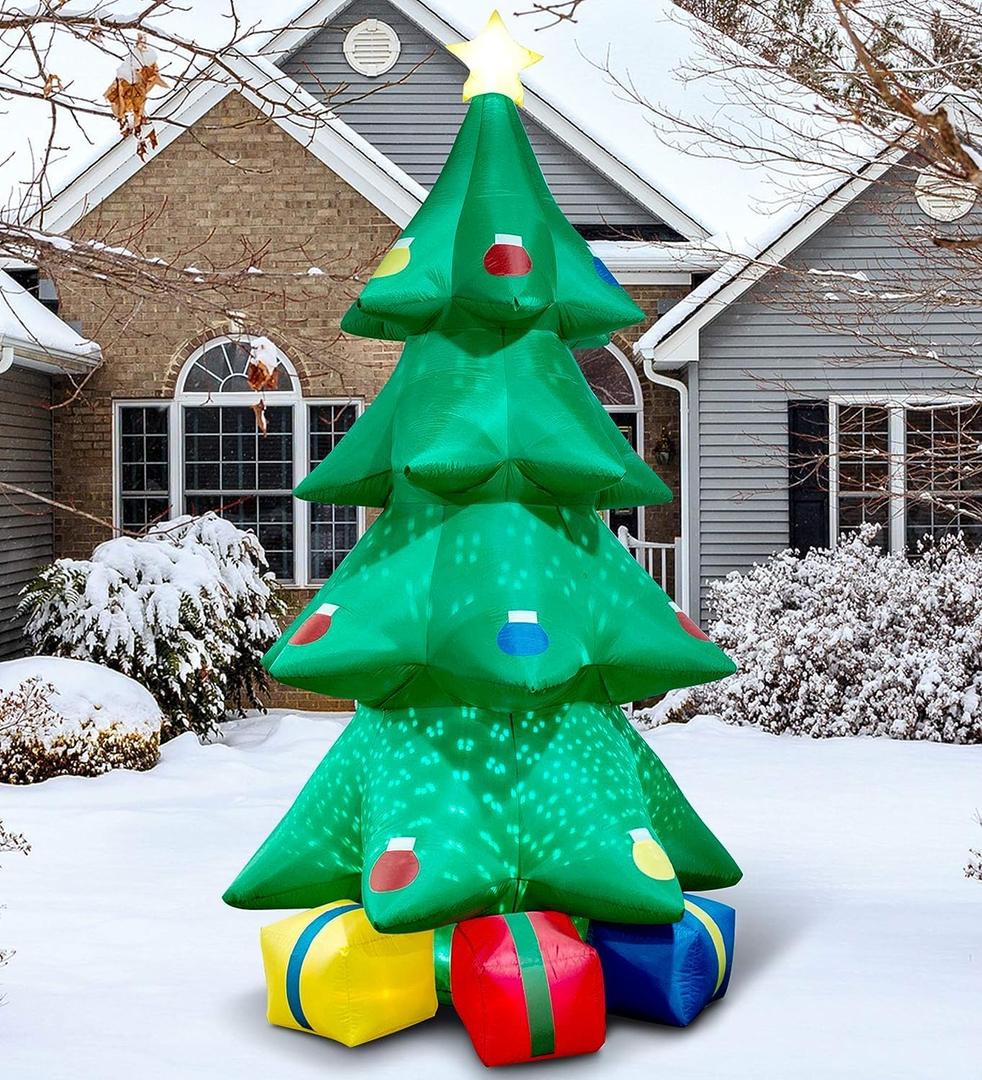 TRMESIA 10Feet Inflatable Christmas Tree Decoration Outdoor Indoor Christmas Tree Blow up Decoration Christmas Party Gifts for Children Yard Outdoor Inflatable Tree Cute Display with LED Lights