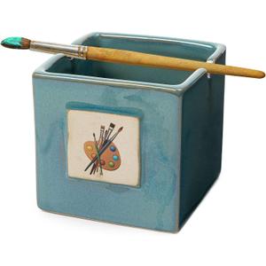 Painters Artist Cup, Paint Brush Holder & Cleaner 3.5" H 3" W - Gift Paint Mixing Cup, Elegant Painting Cup Supplies, Vibrant Cup for Children & Adults Alike, Arts & Crafts Supplies for Home (Blue)