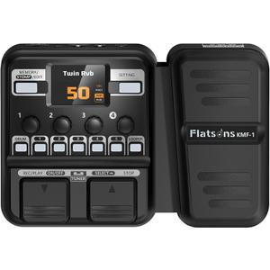 Flatsons KMF-1 Guitar Pedal, 77 Effects Guitar Multi Effects Pedal with 50 Preset, 42 Drum Rhythm, 18 Amp/Cab, Upgraded Color Screen, Aux In, Guitar Tuner Looper Expression Wah Volume Distortion Pedal