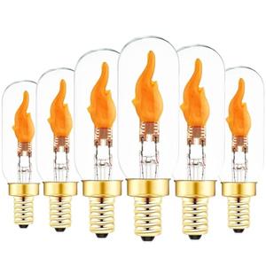 SHUWDKAR Flickering Light Bulbs, E12 LED Flickering Candelabra Flame Effect Light Bulbs, Candelabra LED Fire Effect E12 Flicker Flame Bulb for Decoration, 6 Pack