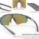 Cycling Glasses with Interchangeable Lenses, Mens Womens Polarized Sports Sunglasses, Running Baseball Cricket Sunglasses (Large, Gray-revo Blue)