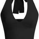 SOLY HUX Women's Halter Tops V Neck Tie Backless Summer Crop Tank Top