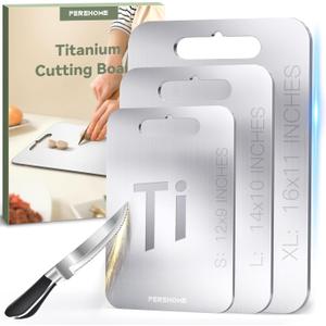 Titanium Cutting Board for Kitchen Set of 3, Cutting Board Double Sided Food Grade, 2026 Upgrade Chopping Boards with Handle for Meats, Fruits, Vegetables, Dishwasher Safe, Ideas Gifts for Mothers Day