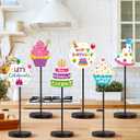 DoubleFill 6 Pcs Colorful Birthday Party Decoration Happy Birthday Table Standing Sign Decor for Centerpieces Celebration Wooden Sign Single-sided Printed Tabletop Decor for Party Favor Supplies