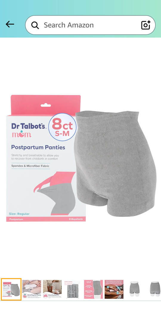 Dr. Talbot's Mom Postpartum Underwear, Disposable Boyshorts - Stretchy Breathable Support XXL