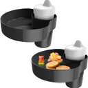 [2 Pack] Car Seat Cup Holder Snack Tray Black, Toddler Travel & Road Trip Essentials Accessory for Mess-Free Snacking in The Car,Travel Tray for Kids Car Seat
