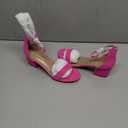 DREAM PAIRS Womens Low-Chunk Low Heel Pump Sandal, Size 8, Fuchsia/ Suede, LOW-CHUNK