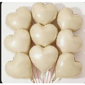 10pcs Beige Heart Balloons - 18 Inch Retro Apricot Heart Shaped Balloons for Baby Shower, Wedding, Valentine's Day Decorations Pack of 14