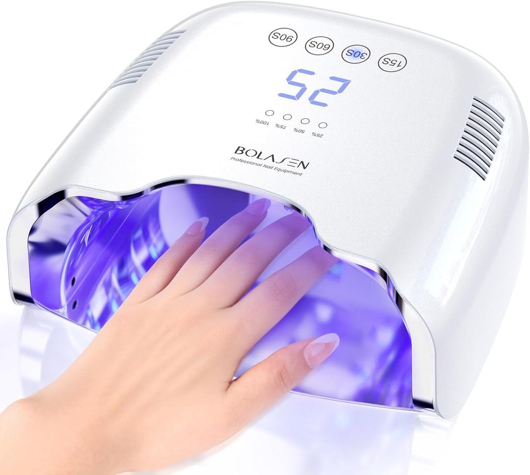 BOLASEN Cordless Rechargeable UV Nail Lamp  UV Light for Gel Nails with Metallic Reflector & Metal Base, 54W Portable Wireless LED Nail Dryer, Professional Fast Charger Curing Lamp for Salon P30 PRO
