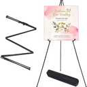 MXG Black Easel Stand for Painting, Signs & Display, 66-Inch Adjustable Height Instant Landing Metal Tripod with Carry Bag, Portable & Folding for Poster, Canvas, Weddings, Gallery, Office