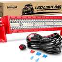 Nilight LED Light Bar 22Inch Triple Row Spot Flood Combo Lights Red Shell with Wiring Harness Kit for Fog Driving Work Lighting on Off-Road Truck SUV ATV UTV
