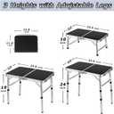 YihuiKo Folding Camping Table, Adjustable Height Folding Table, Portable Aluminum Small Folding Table with Carry Handle for Picnic, BBQ, Indoor, Office
