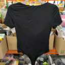 Women's Black Round-Neck Thong Bodysuit, Black, Size S