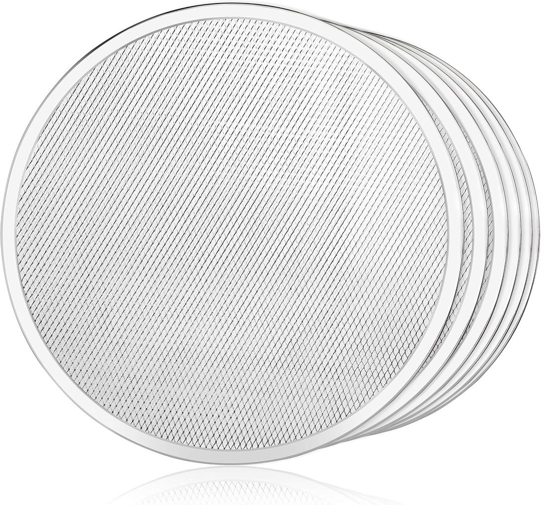 New Star Foodservice Restaurant-Grade Seamless Aluminum Pizza Baking Screen, 16 Inch, Pack of 6