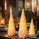 Set of 3 White Ceramic Christmas Trees That Light up Glitter LED Small Christmas Tree Porcelain Tabletop Light up Xmas Figurines Modern Decor Battery Operated for Home Indoor Xmas Gift Party