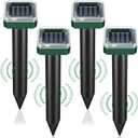 Mole Repellent Solar Powered,Snake Vole Repellent Outdoor, Gopher Repeller Ultrasonic Solar Powered for Lawn Garden Waterproof, Sonic Mole Spikes,Get Rid of Moles Groundhog Chipmunk Repellent4 Pack