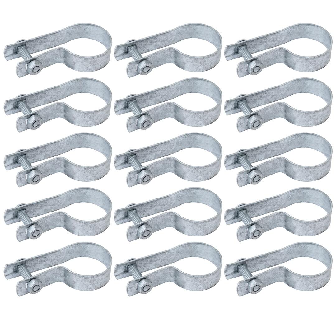 VIVIDA 2-3/8" Tension Band for Chain Link Fence, Galvanized Tension Bands for 2-3/8" OD Pipe, Chain Link Fence Parts, 15 PCS