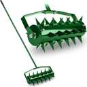 monica Lawn Aerators Tool, 17" Aerator LawnTool,Lawn Aerator Roller for Garden Grass Patio Yard (Green)