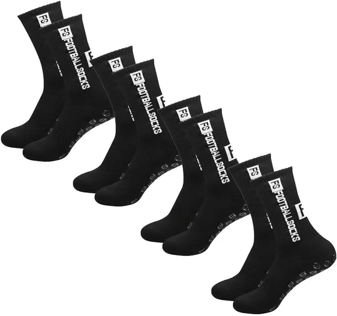 Men's Athletic Rubber Grip Socks, Dotted Pattern, 4 Pairs (One Size Tall)