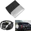 1 PC Car Tire Protection Cover, 25.5" x 14.56" 210D Oxford Cloth Dustproof Waterproof Spare Tire Cover, Portable Handle Drawstring Storage Accessories, for Sedans, SUVs (Silver & Black)
