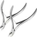 2 Packs Nail Cuticle Trimmer Professional Cuticle Cutter Stainless Steel Cuticle Nippers with Double Spring Cuticle Clippers Pedicure Manicure Tools for Fingernails and Toenails (Silver)