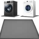 Washing Machine Drain Pan Silicone mat27 x 27 InchNon-Slip Waterproof Washer Drip TrayWith Raised Edge Washing Machine Silicone Mat, Floor Leak Protector for Laundry Room (Gray)