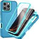 2 x SunStory Magnetic for iPhone 16 Pro Max Case with HD Screen Protector, Compatible with MagSafe, 3-Layer Full-Body Cover, 3 in 1 Hybrid Protective Case for iPhone 16 Pro Max 6.9",LakeSkyBlue