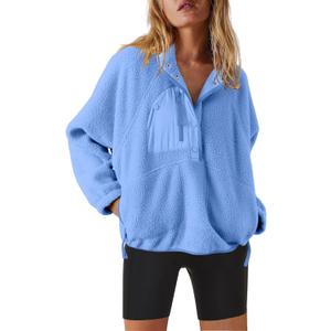 Nirovien Womens Fleece Pullover Long Sleeve Sherpa Jacket Button Down Fuzzy Sweatshirt Warm Outwear with Pockets (X-Large)