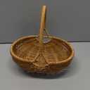 Rattan Basket with Handle, Woven Harvest Basket for Easter Picnic Fruit Flower Storage Organizing Vintage Style (23.00X22.50X18.00CM)