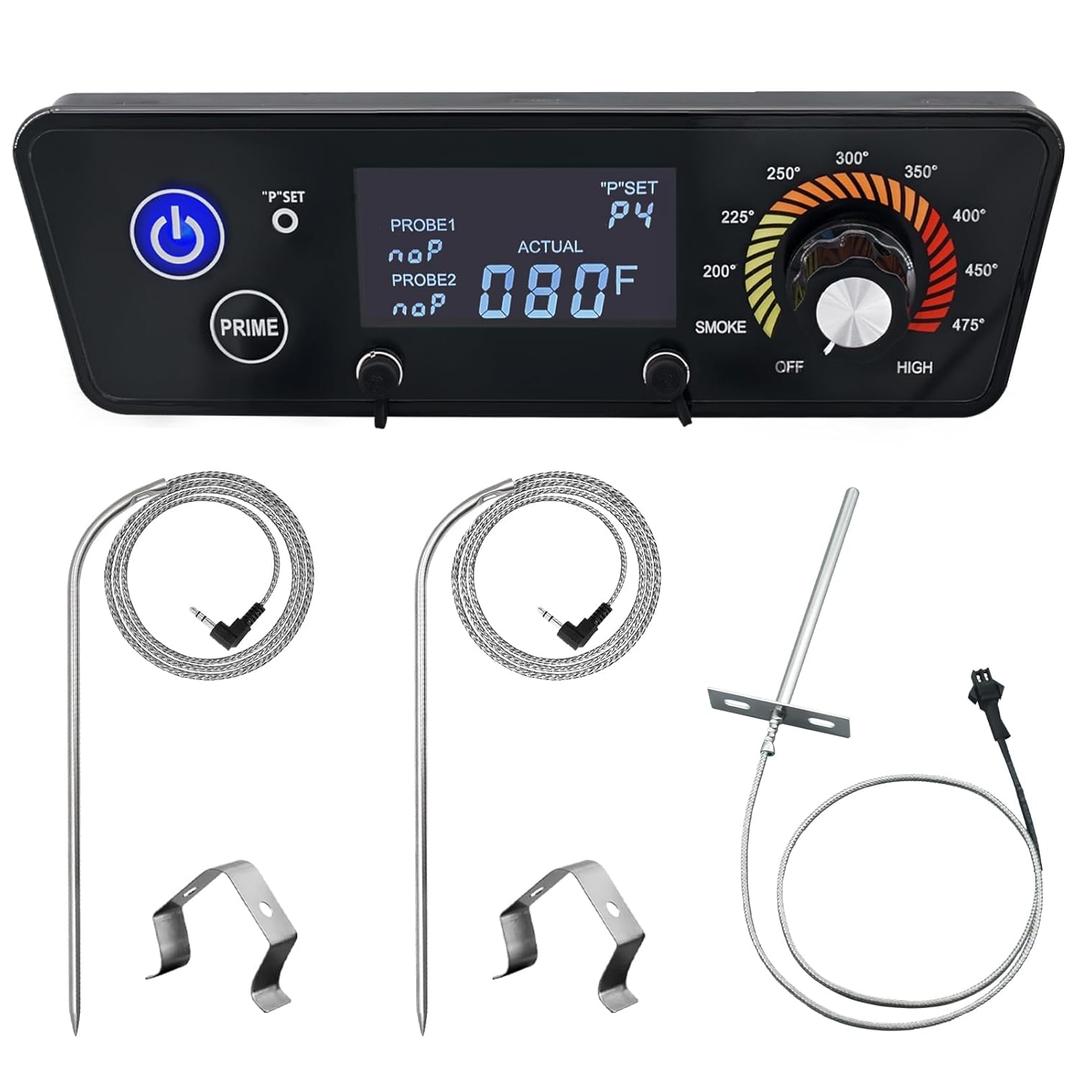Digital Controller Kit for Pit Boss Grills P7-340/700/1000,Digital Trapezoid Control Board Compatible with Pit Boss Classic/Austin XL/Tailgater/with 2*Meat Probes, RTD Temperature Probe