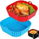 Boribim 1PCS Square Silicone Air Fryer Liners - 8 Inch Reusable Air Fryer Pot - Air Fryer Accessories - Air Fryer Inserts for 4 to 7 QT Oven Microwave Accessories (Red)