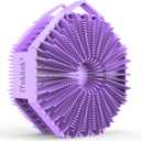 iTokGoK Premium Silver-Infused Dual-Sided Design 2-in-1 Silicone Body Scrubber for Shower,Body Brush Buffer Scrubber for Men and Women for All Skin, Ergonomic No-Slip Handle, Easy to Clean - (Purple)