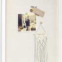 Bulletin Board with Linen, Vintage Arch Framed Pin Board  15.7" x 24.8" White Cork Board for Walls, White Pine Wood Frame, Fabric Pinboard, Vision Board for School, Home & Office (16" x 25")