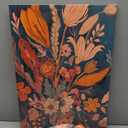 Boho Flower Canvas Wall Art Abstract Plant Wall decor pictures Orange Floral Poster Prints Mid Century Modern Flowers Painting For Living Room Bedroom Home Decorations (16inx24in canvas)