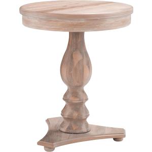 Powell Finley Natural Pedestal Accent Side Table with Round Top, Standard