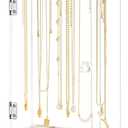 Necklace Holder, Acrylic Jewelry Organizer with 24 Hooks, Rotation Clear Necklaces Pendant Display Case Stand, Dustproof Velvet Tray Hanging Rack Storage for Earrings Rings