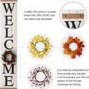 Glitzhome 60H Welcome Sign with 4 Interchangeable Floral Wreaths for Front Door Porch Farmhouse Wooden Hanging Wall Sign for Seasons Spring Fall Harvest Thanksgiving Christmas