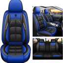 BGYFDU03 Seat Cover 5-Seater Full Set, Universal Type, Suitable for Most Cars Pickup Ttrucks Airbags Compatible with Synthetic Leather Car Seat Cushion Protectors (Black-Bule)