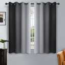 SimpleHome Ombre Room Darkening Curtains for Bedroom, Gradient Black to Grey White Light Blocking Thermal Insulated Grommet Window Curtain/Drapes for Living Room,2 Panels, 52x54 inches Length